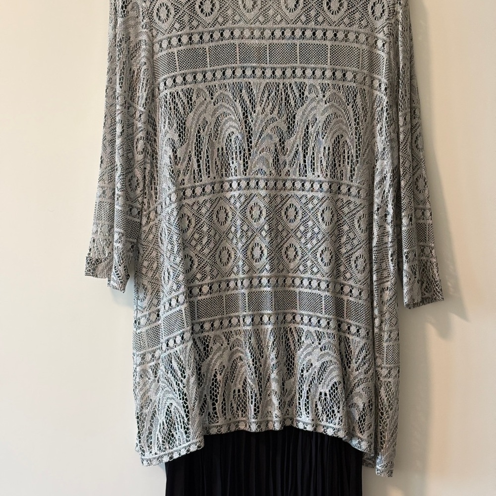 Silver Lace Tunic Top with Knit Pleated Dress
